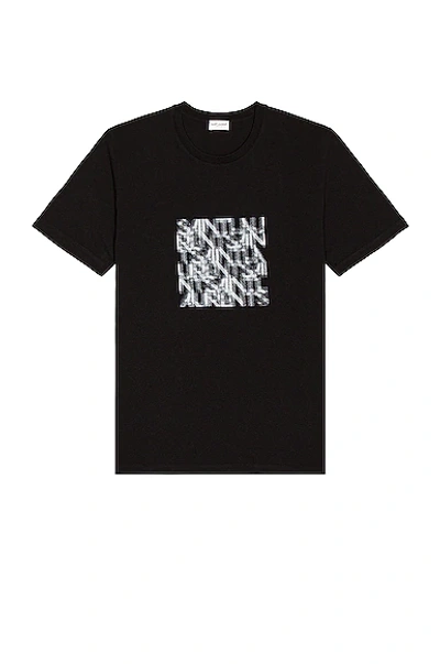 Shop Saint Laurent Col Rond T-shirt In Noir & Naturel