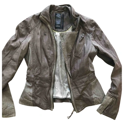 Pre-owned Dna Leather Coat In Brown
