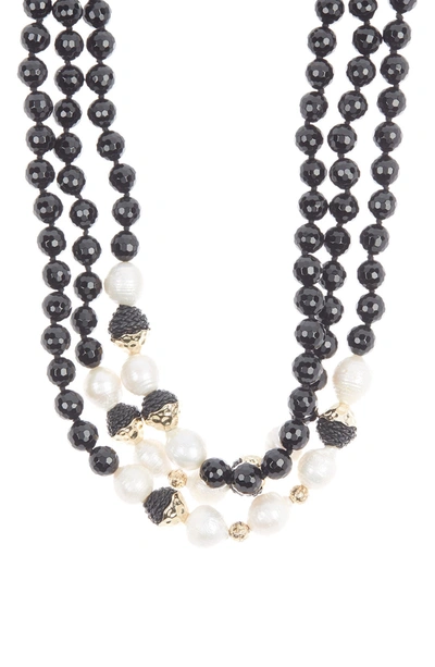 Shop Akola Karla Cultured Pearl Beaded Triple Strand Layered Necklace In Multi