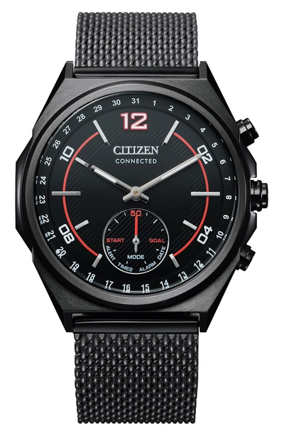 Shop Citizen Connected Mesh Strap Hybrid Smartwatch, 42mm In Black