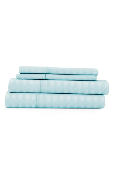 Ienjoy Home Home Spun Hotel Collection Premium Ultra Soft 4-piece Striped Queen Bed Sheet Set In Aqua