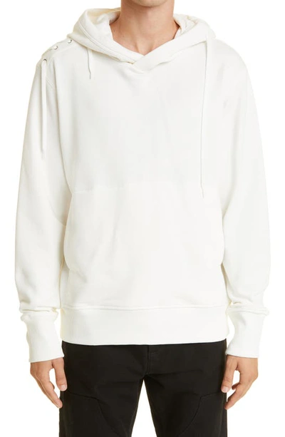 Shop Craig Green Laced Cotton Hoodie In White/ White