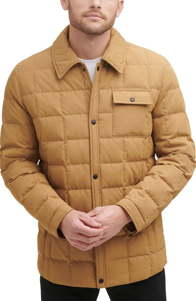 Cole Haan Men's Tech Down Shirt Jacket With Box Quilt Jacket In Khaki |  ModeSens