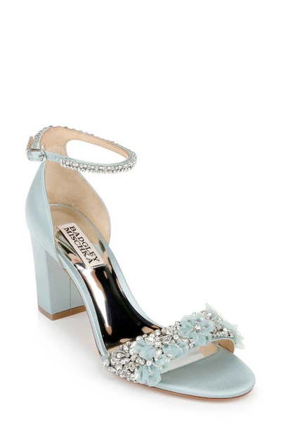 Shop Badgley Mischka Finesse Ankle Strap Sandal In Mist Satin