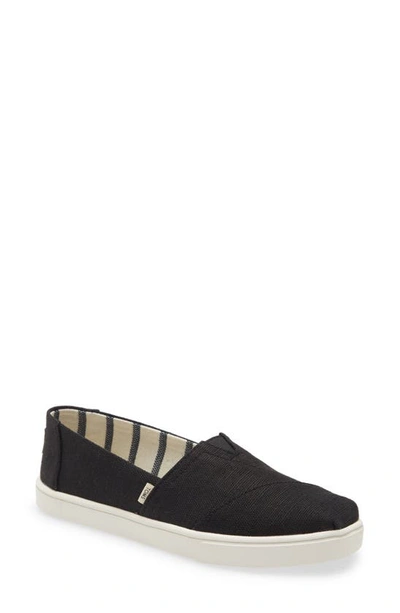 Shop Toms Alpargata Slip-on Sneaker In Black Heritage Canvas