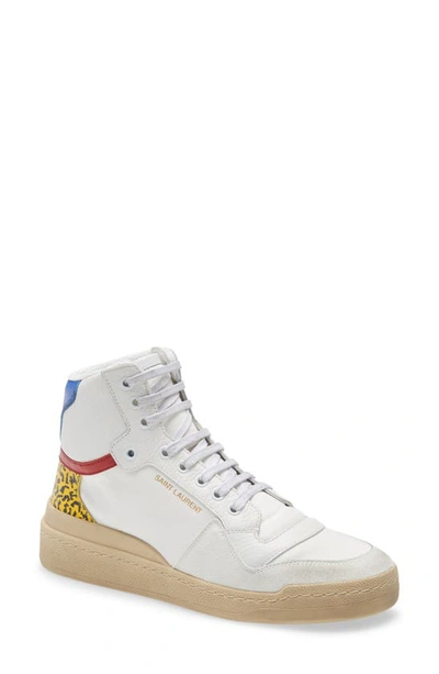 Shop Saint Laurent Sl24 High Top Sneaker In Off White