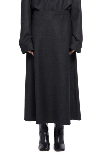 Shop The Row Tinna Virgin Wool Flannel Skirt In Grey Melange