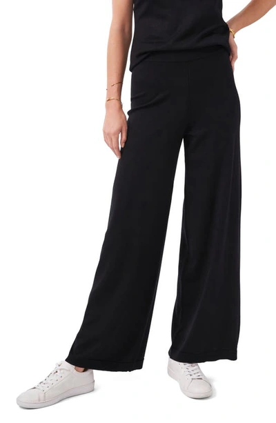 Vince Camuto Petite Ribbed Wide leg Pants In Rich Black ModeSens