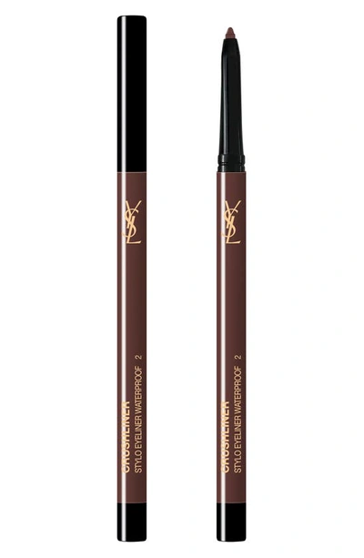 Shop Saint Laurent Crushliner Stylo Waterproof Long-wear Precise Eyeliner In 2 Dark Brown