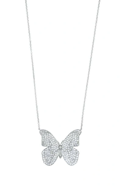 Shop Bony Levy Tanya Diamond Pavé Butterfly Pendant Necklace In 18k White Gold