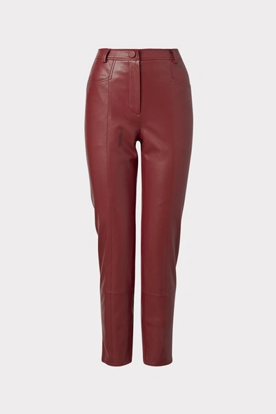 Shop Milly Rue Faux Leather Pants In Wine