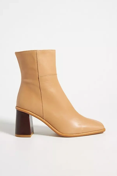 Shop Alohas Square-toe Heeled Ankle Boots In Beige