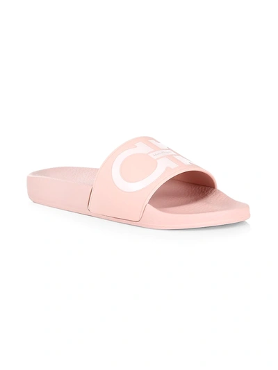 Shop Ferragamo Groovy Logo Slide Sandals In Pink