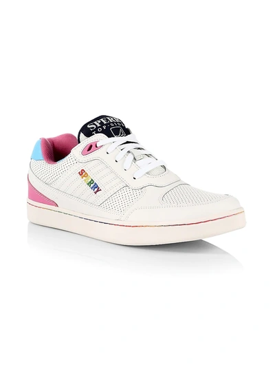 Shop Sperry Cup Pride Leather Sneakers In White Multi