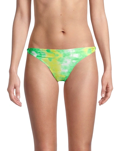Shop Ganni Tie-dye Bikini Bottom In Kelly Green