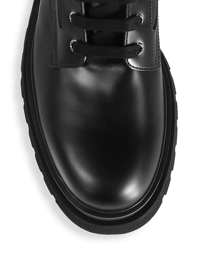 Shop Prada Men's 40 Logo Leather & Nylon Lug-sole Combat Boots In Nero