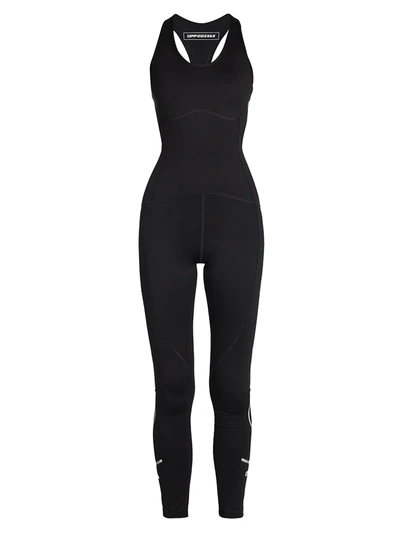 Shop Off-white Active Logo Stretch Jumpsuit In Black White