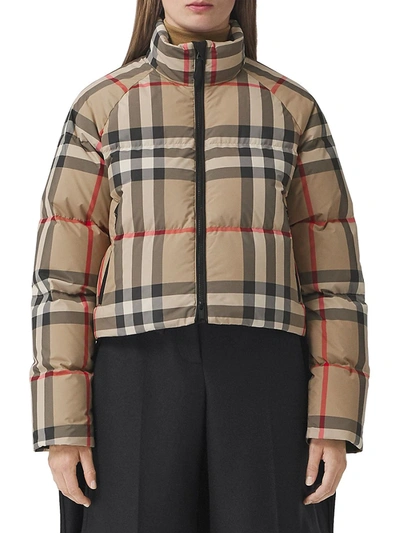 Burberry Check Print Puffer Jacket Archive Beige | ModeSens