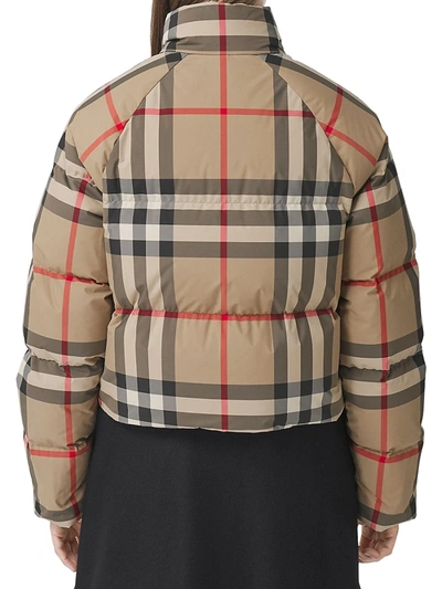 Shop Burberry Women's Alsham Check Logo Puffer Jacket In Archive Beige
