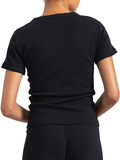 Shop Leset Women's Pointelle Crewneck T-shirt In Black
