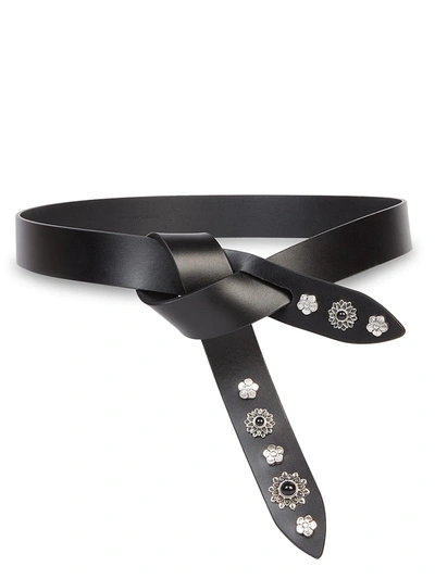 Shop Isabel Marant Lecce Embellished Leather Belt In Black