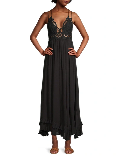 Shop Free People Women's Adella Maxi Slip Dress In Black