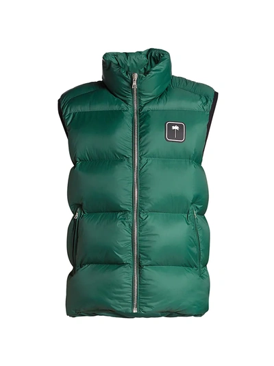 Shop Palm Angels Down Zip-up Vest In Green