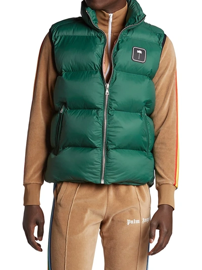 Shop Palm Angels Down Zip-up Vest In Green