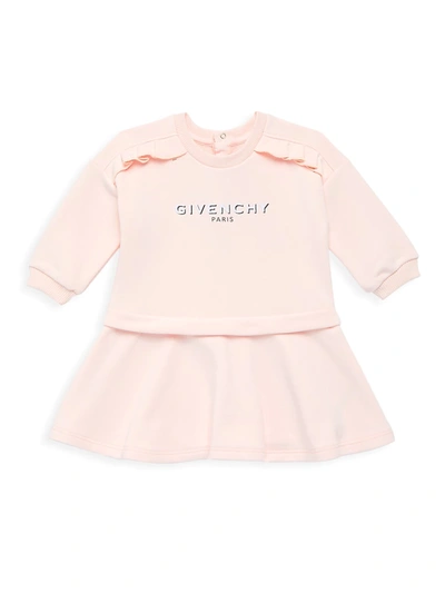 Shop Givenchy Baby's & Little Girl's Logo Ruffle Fleece Dress In Pale Pink