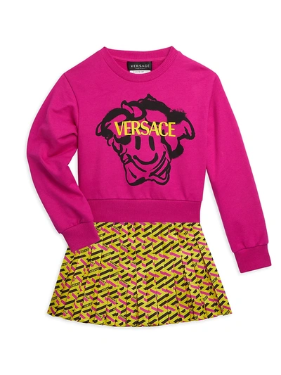 Shop Versace Little Girls & Girls Emoji Medusa Sweatshirt In Fuchsia