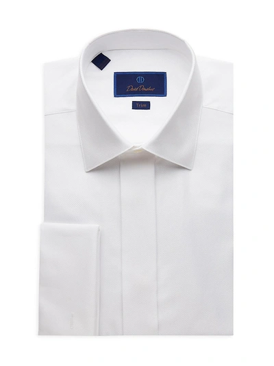Shop David Donahue Men's Trim-fit Diamond Formal Shirt In White