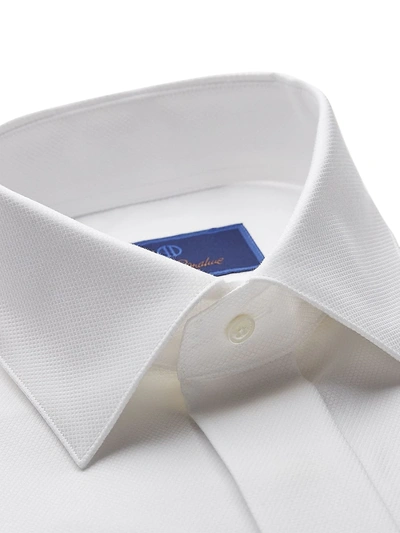 Shop David Donahue Men's Trim-fit Diamond Formal Shirt In White