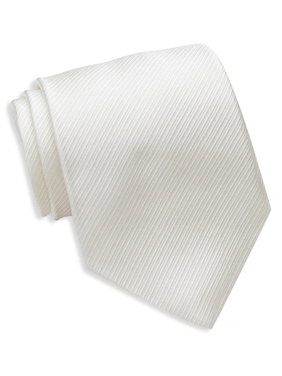 Shop David Donahue Men's Classic Silk Tie In White
