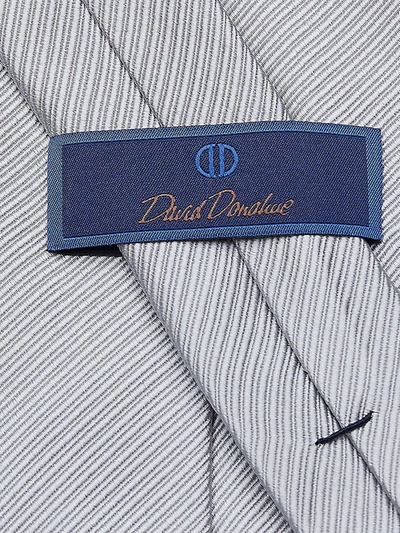 David Donahue Stripe Silk Tie In Silver