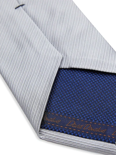 David Donahue Stripe Silk Tie In Silver