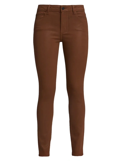 Paige Hoxton Stretch Coated Skinny Ankle Jeans In Cognac Luxe Coating |  ModeSens