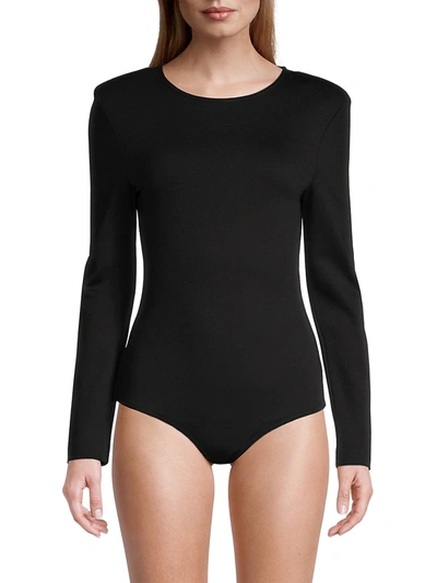 Shop Donna Karan Women's Long-sleeve Bodysuit In Black