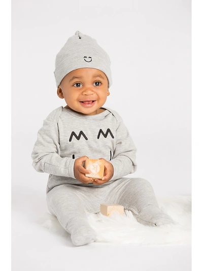 Shop Miles And Milan Baby's 2-piece Embroidered Coveralls & Beanie Set In Heather Grey