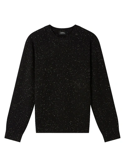 Shop Apc Flecked Wool Sweater In Black
