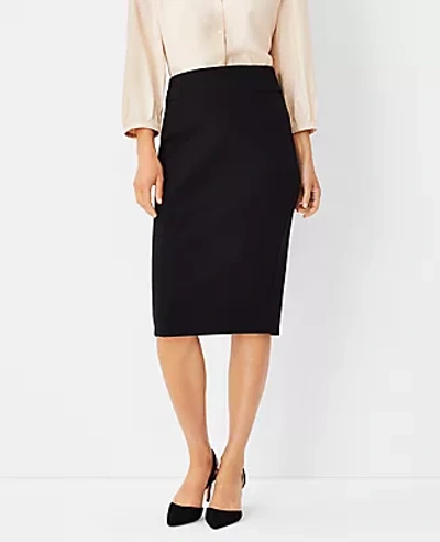 Ann Taylor The Petite High Waist Seamed Pencil Skirt In Double Knit In Black