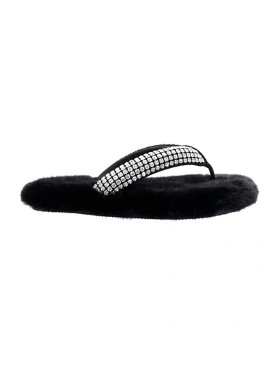 Shop Alexander Wang Motel Slipper Crystal Strap In Black