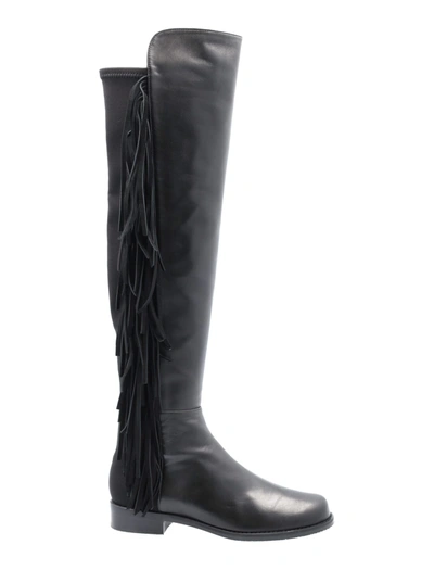 Shop Stuart Weitzman 5050 Fringe Boots In Black