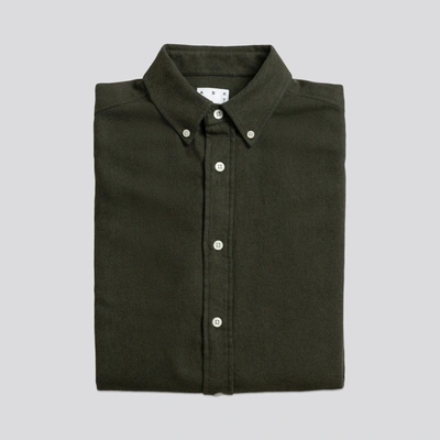 Shop Asket The Flannel Shirt Khaki Green