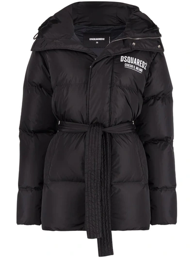 Shop Dsquared2 Hooded Padded Down Coat In Schwarz