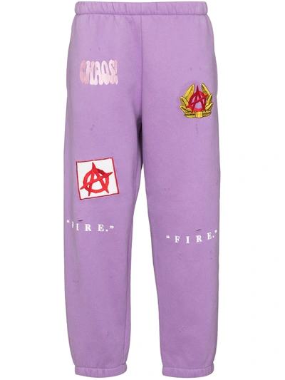 Shop Natasha Zinko Fire Wide Leg Track Trousers In Purple