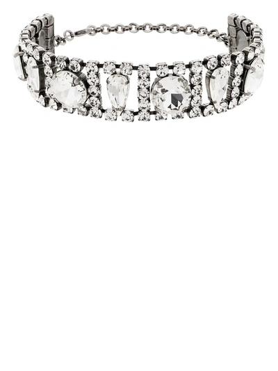 Shop Alessandra Rich Crystal Choker Necklace In Silver