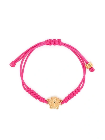Shop Versace Medusa Cord Bracelet In Rosa