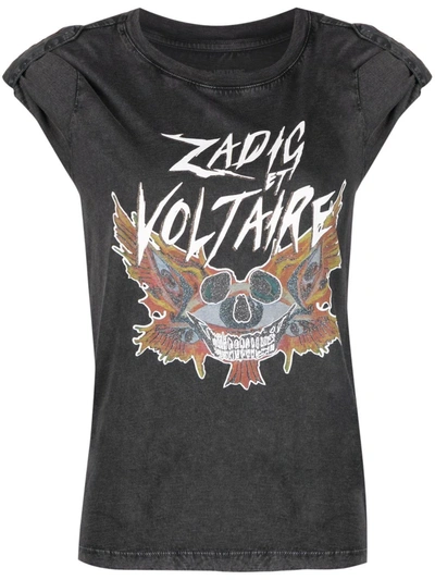 Shop Zadig & Voltaire Donate Rock Courtney Print T-shirt In Grau