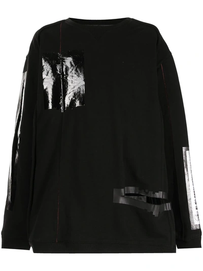 Shop Takahiromiyashita The Soloist Long-sleeved Patch Embellished Sweatshirt In Schwarz