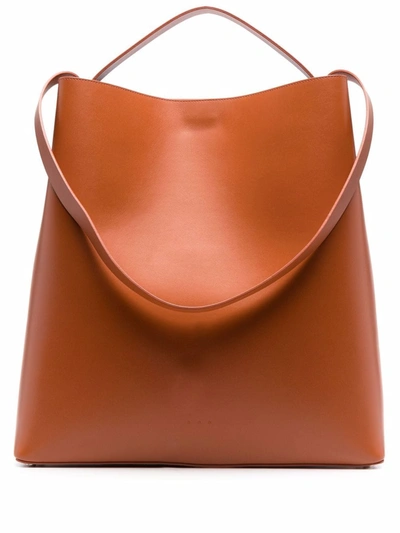 Shop Aesther Ekme Leather Tote Bag In Orange